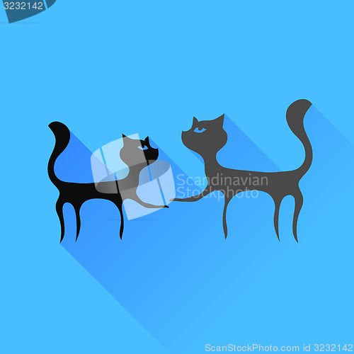 Image of Two Cats Silhouettes