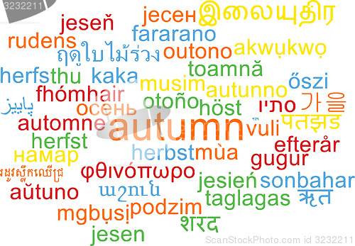Image of Autumn multilanguage wordcloud background concept