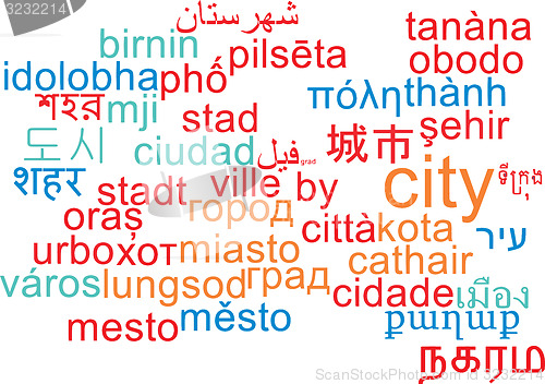Image of City multilanguage wordcloud background concept