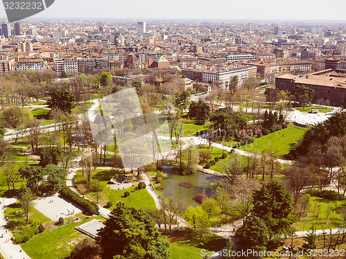 Image of Retro look Milan aerial view
