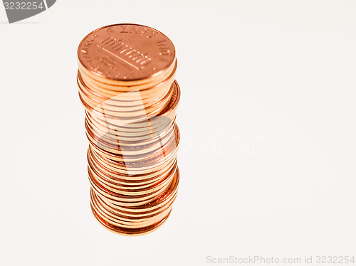 Image of Retro look Dollar coins 1 cent wheat penny cent