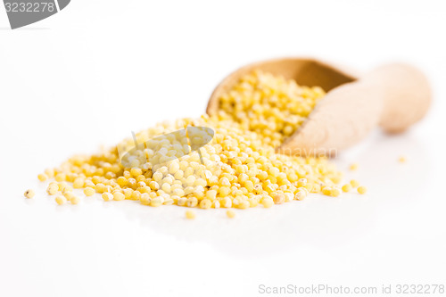 Image of Heap of millet groats on white