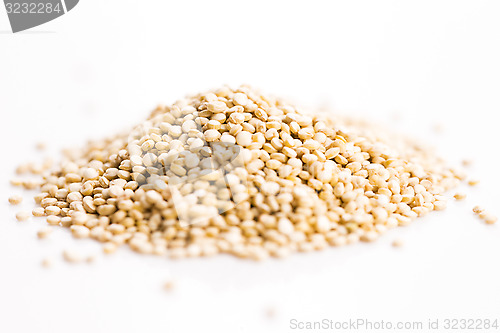 Image of Pile of quinoa grain on a white background 