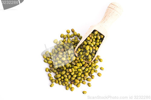 Image of Pile of mung beans isolated on white