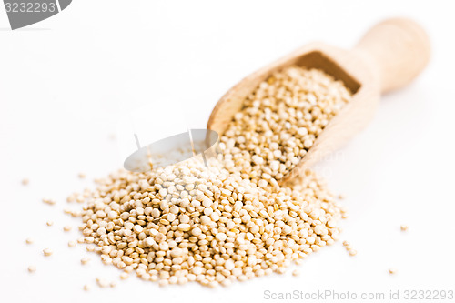Image of Pile of quinoa grain on a white background 