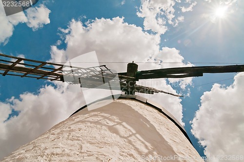 Image of Forefront of the blades of a traditional windmill