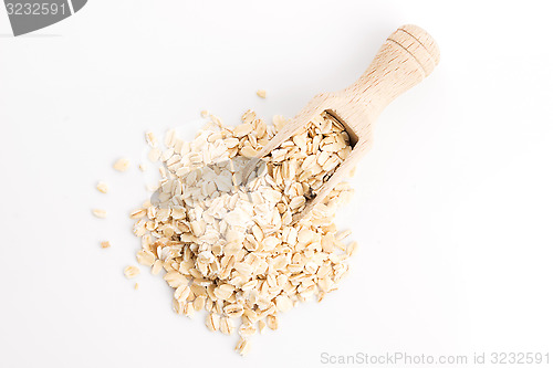 Image of Oat flakes pile on white background