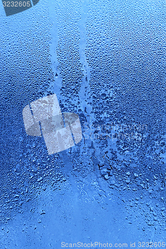 Image of Frozen water drops on glass