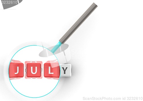 Image of July puzzle with magnifying glass