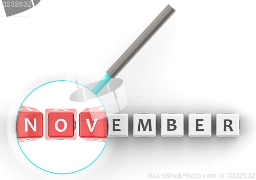 Image of November puzzle with magnifying glass 