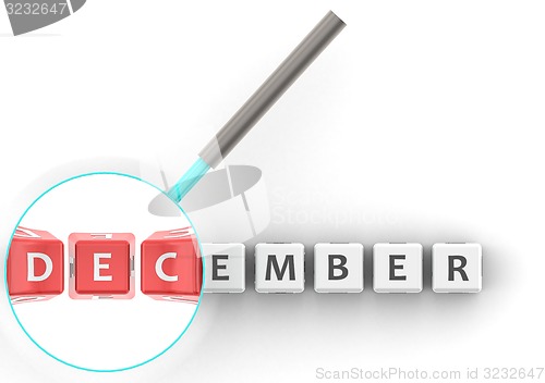Image of December puzzle with magnifying glass