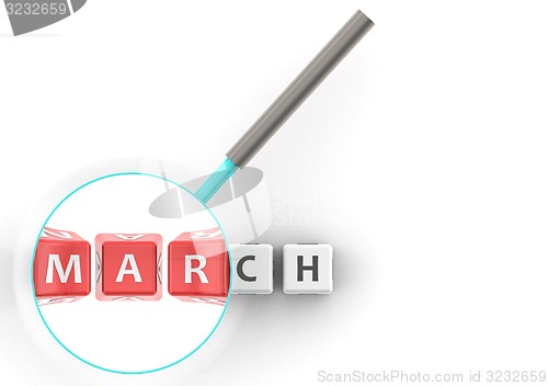 Image of March puzzle with magnifying glass