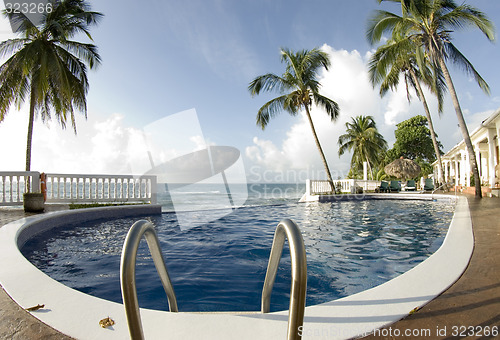 Image of infinity pool with float caribbean sea