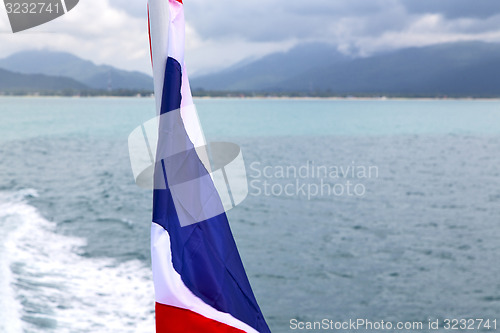 Image of  myanmar kho   isle waving flag      south china sea 