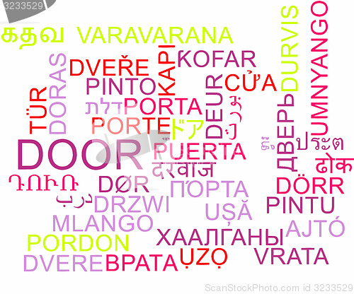 Image of Door multilanguage wordcloud background concept