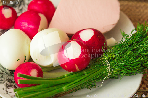 Image of Ingredients for salad. 