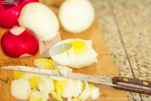 Image of Ingredients for salad. 