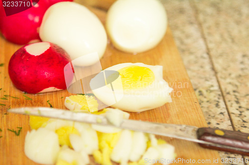 Image of Ingredients for salad. 