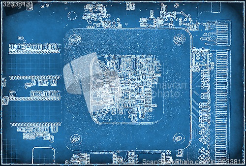 Image of Abstract blue electronic background