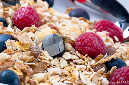 Image of Muesli with Raspberries and Blueberries