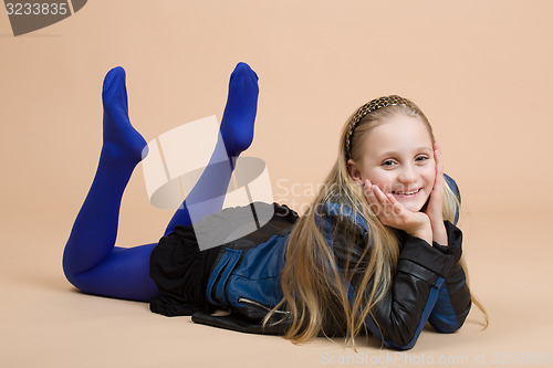 Image of Fashion smiley european little girl posing