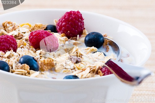 Image of Muesli with Raspberries and Blueberries