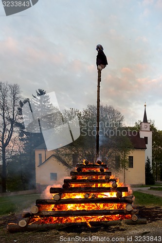 Image of big walpurgis night fire with witch