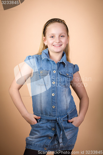 Image of Fashion smiley european little girl posing