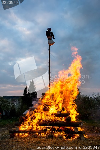 Image of big walpurgis night fire with witch