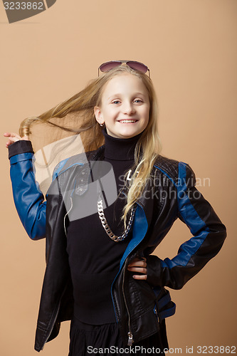 Image of Fashion smiley european little girl posing
