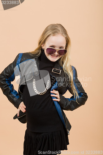 Image of Fashion smiley european little girl posing