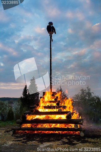 Image of big walpurgis night fire with witch