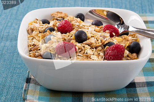 Image of Muesli with Raspberries and Blueberries