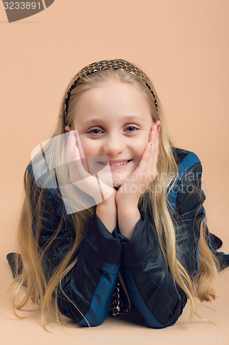 Image of Fashion smiley european little girl posing