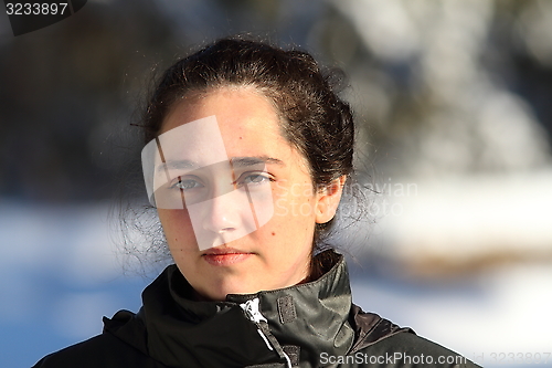 Image of young woman portrait in winter