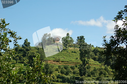 Image of Asian rural house on hilltop