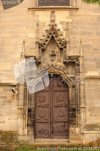 Image of entrance of old gothic church