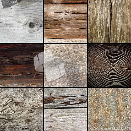 Image of collection of textured wooden surfaces 