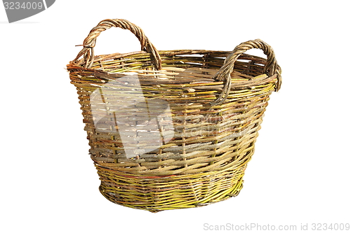 Image of handmade wattle basket over white