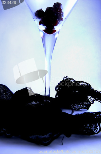 Image of Cherries in martini glass behind laced panties