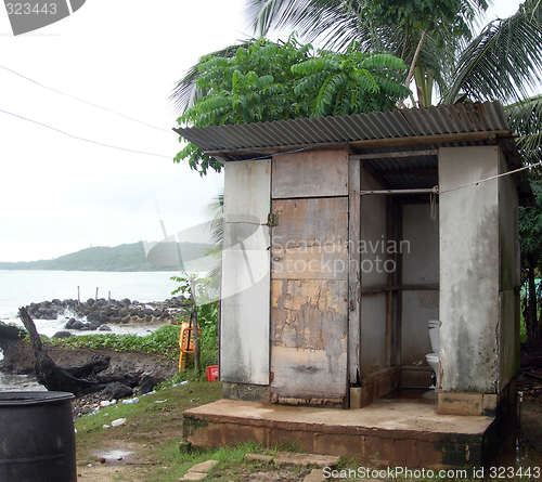 Image of OUTHOUSE TOILETS BY SEA