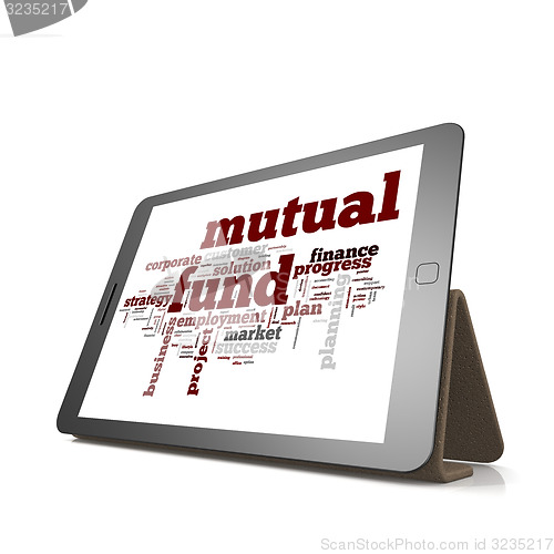 Image of Mutual fund word cloud on tablet