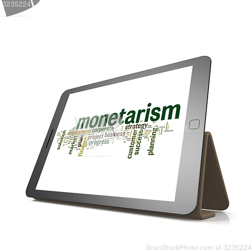 Image of Monetarism word cloud on tablet