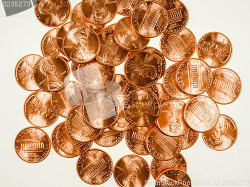 Image of Retro look Dollar coins 1 cent wheat penny cent