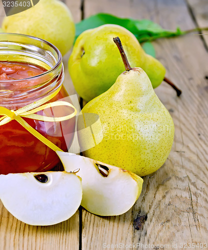 Image of Jam pear on wooden board