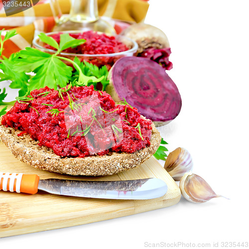 Image of Sandwich with beet caviar and spices