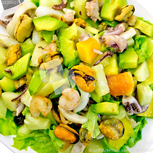 Image of Salad seafood and avocado on top