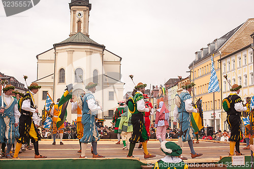 Image of Traunstein/Germany/Bavaria, April 06th: Historical sword dance at the Georgirittes in Traunstein on the Easter Monday