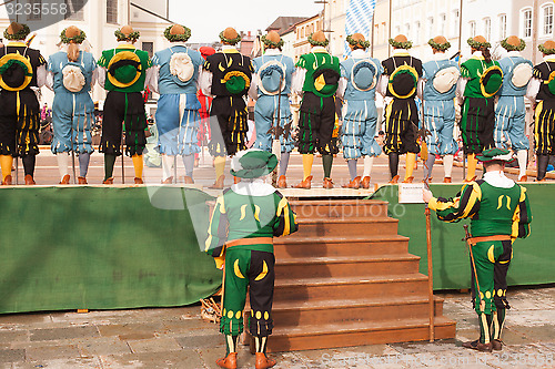 Image of Traunstein/Germany/Bavaria, April 06th: Historical sword dance at the Georgirittes in Traunstein on the Easter Monday