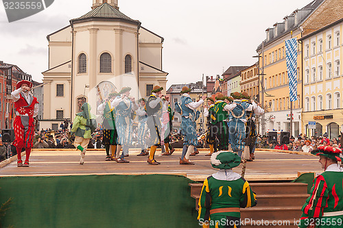 Image of Traunstein/Germany/Bavaria, April 06th: Historical sword dance at the Georgirittes in Traunstein on the Easter Monday